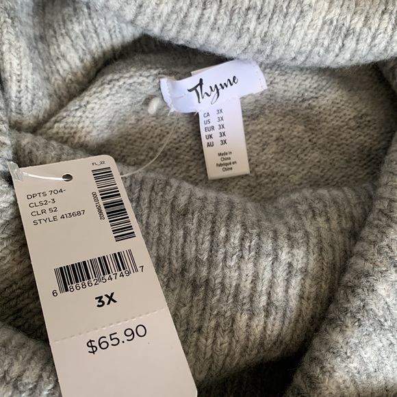 Thyme Maternity NWT Grey Turtle Neck or Cowl neck Sweater size 3X - Picture 3 of 9